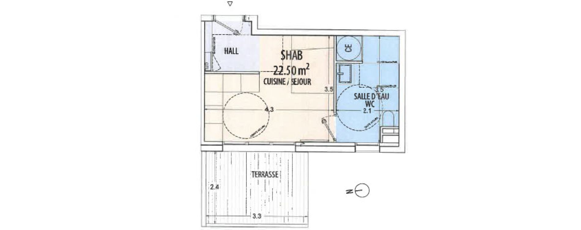 Appartement T1 de 22,50 m2 &agrave; Ajaccio Centre