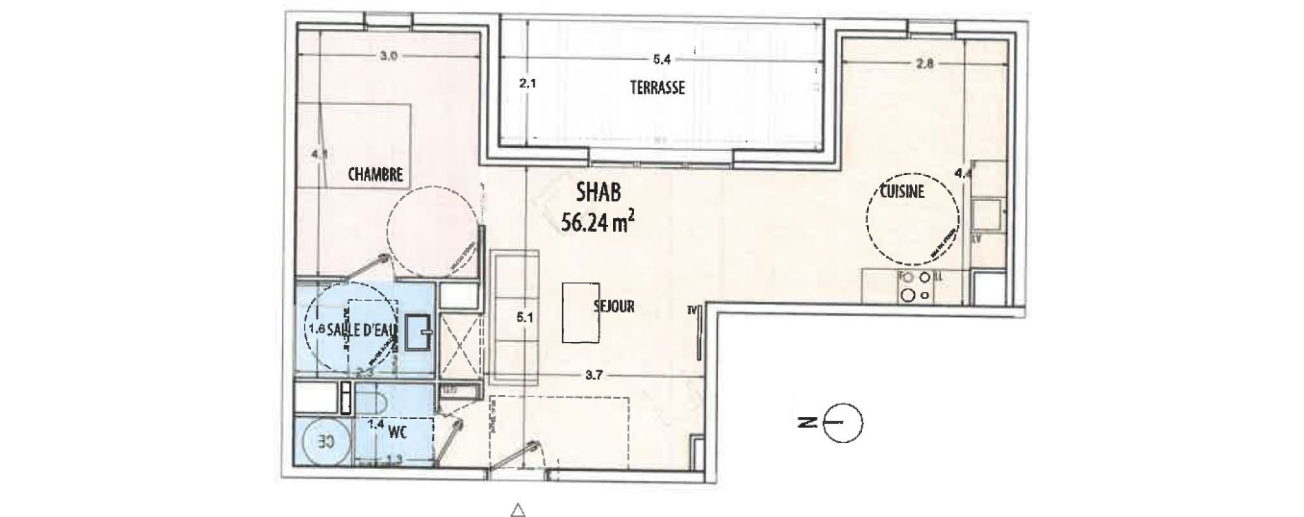 Appartement T2 de 56,24 m2 &agrave; Ajaccio Centre
