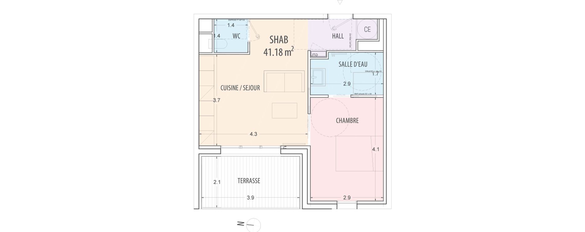 Appartement T2 de 41,18 m2 à Ajaccio Centre