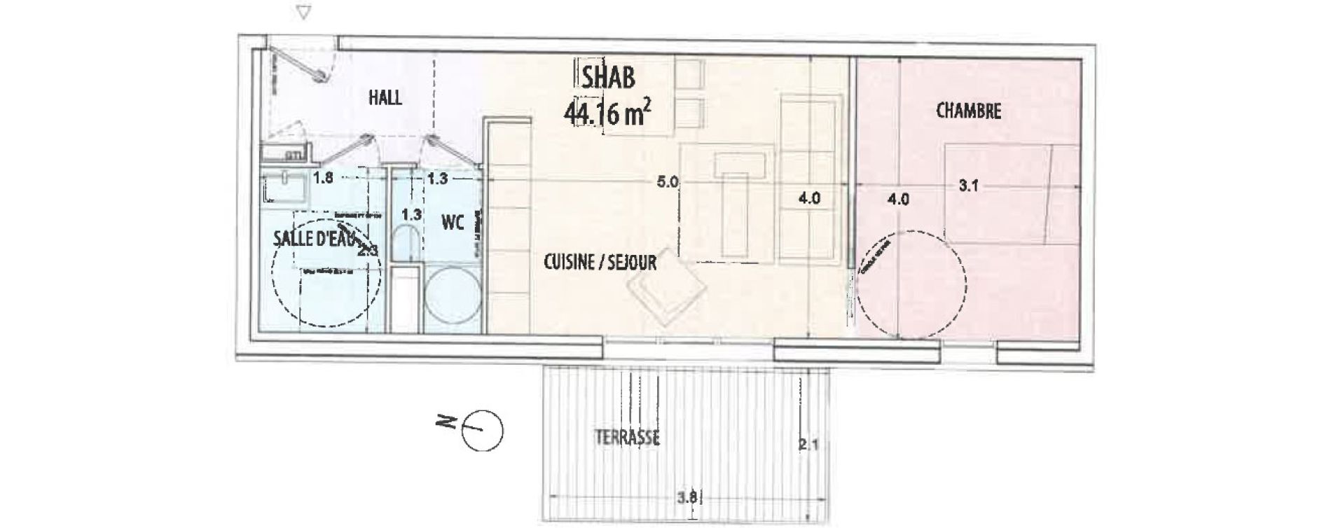 Appartement T2 de 44,16 m2 à Ajaccio Centre