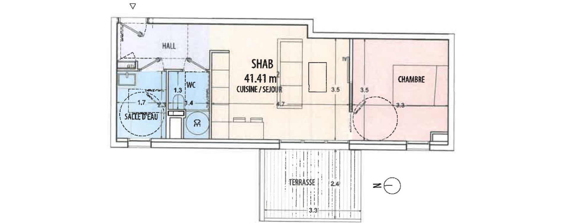 Appartement T2 de 41,41 m2 &agrave; Ajaccio Centre