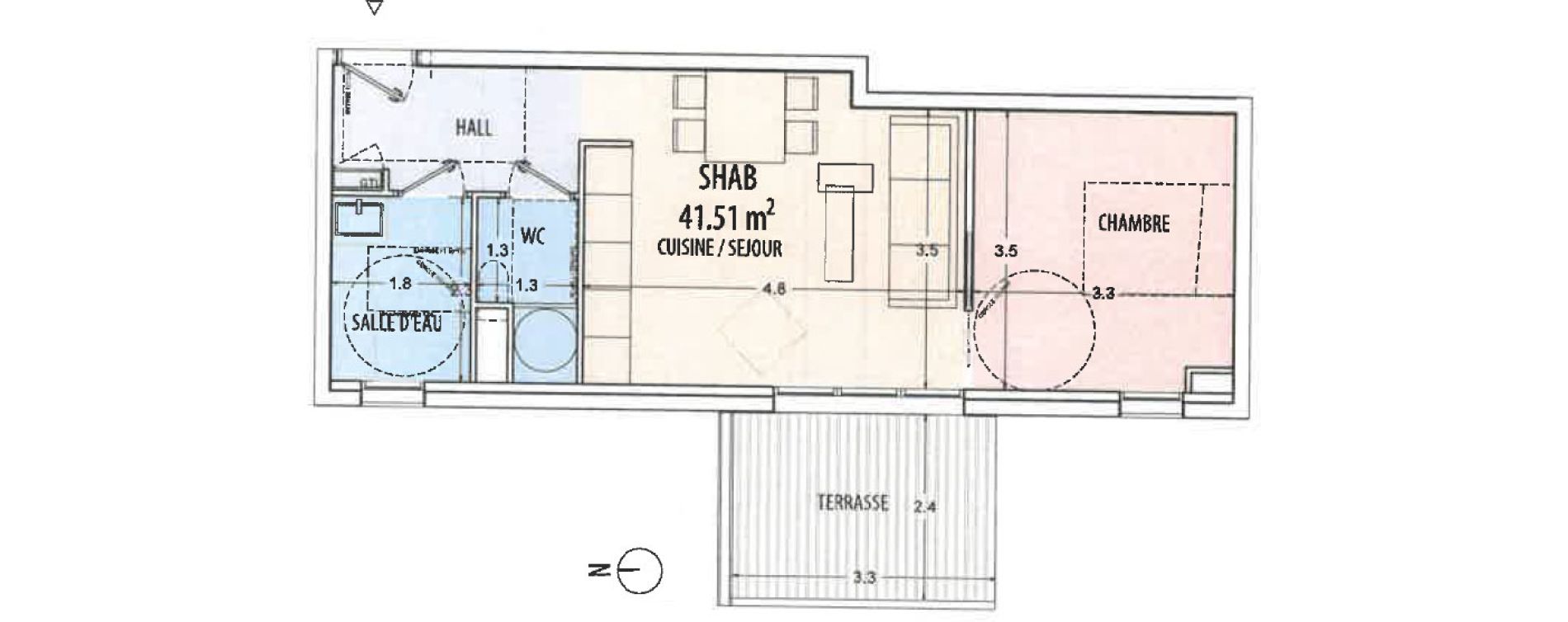 Appartement T2 de 41,51 m2 &agrave; Ajaccio Centre
