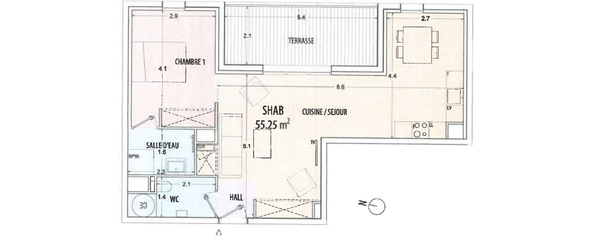 Appartement T2 de 55,33 m2 &agrave; Ajaccio Centre