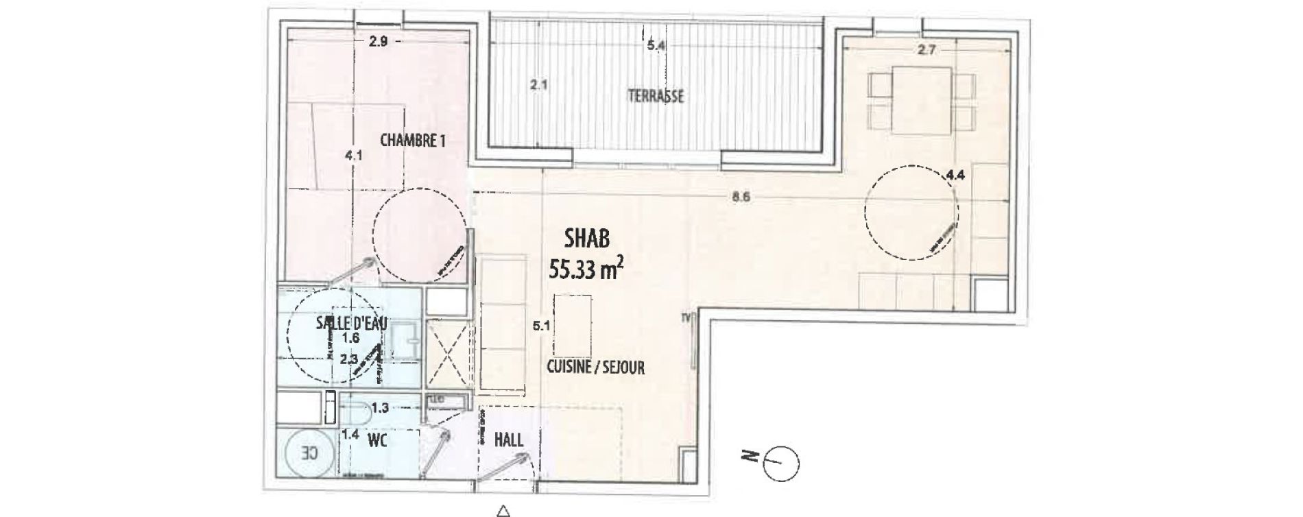 Appartement T2 de 55,33 m2 &agrave; Ajaccio Centre