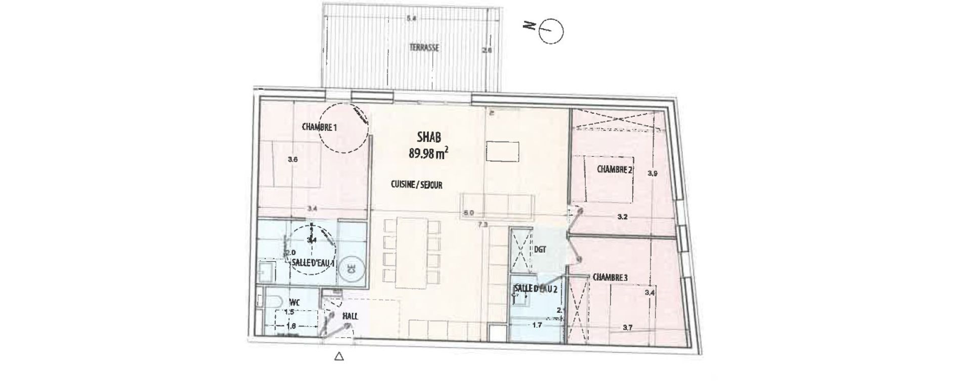 Appartement T4 de 89,96 m2 &agrave; Ajaccio Centre
