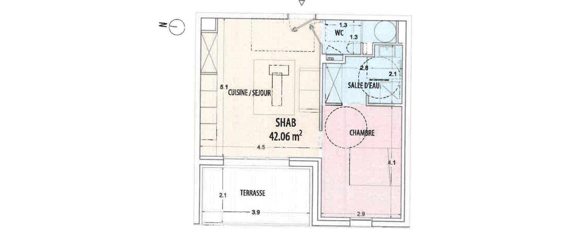 Appartement T2 de 42,06 m2 &agrave; Ajaccio Centre