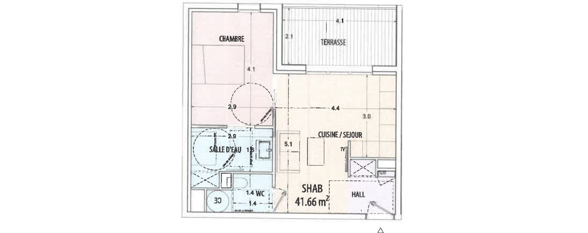 Appartement T2 de 41,86 m2 &agrave; Ajaccio Centre