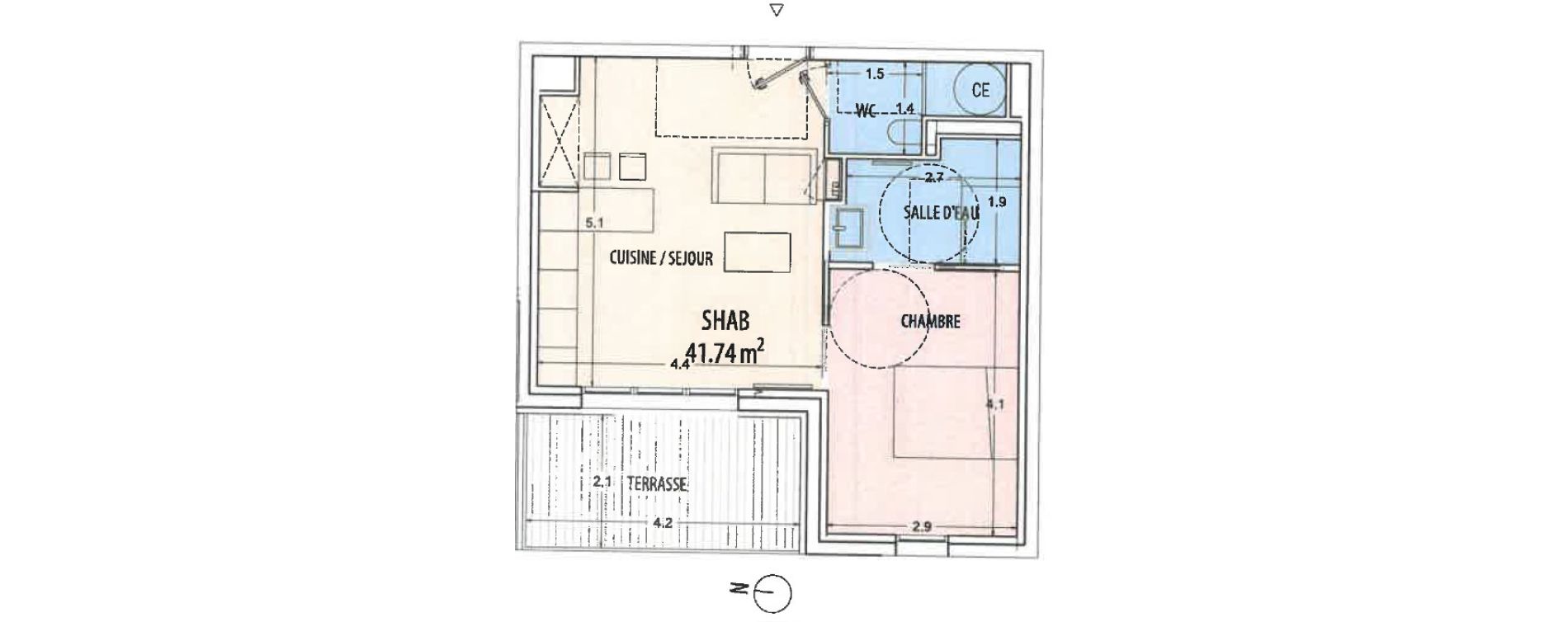 Appartement T2 de 41,74 m2 &agrave; Ajaccio Centre
