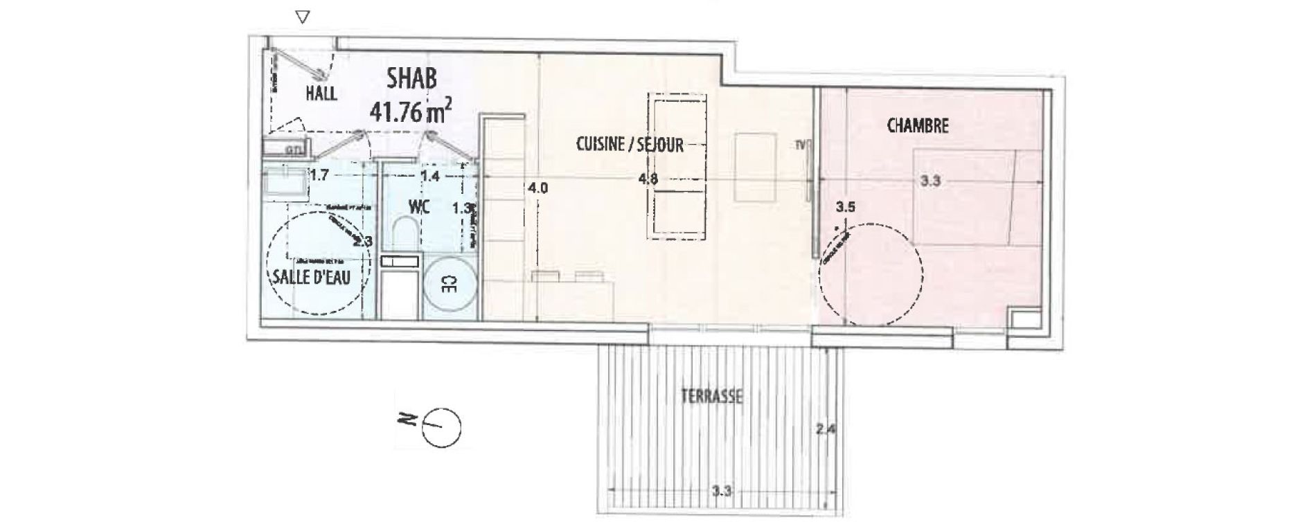Appartement T2 de 41,76 m2 &agrave; Ajaccio Centre