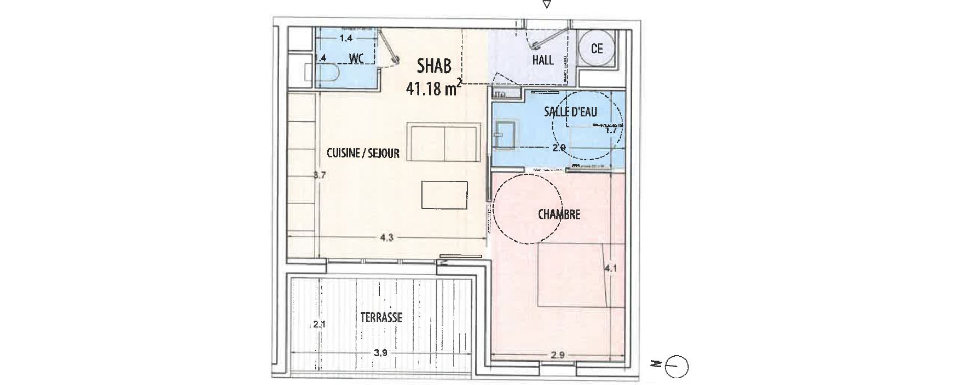 Appartement T2 de 41,18 m2 &agrave; Ajaccio Centre