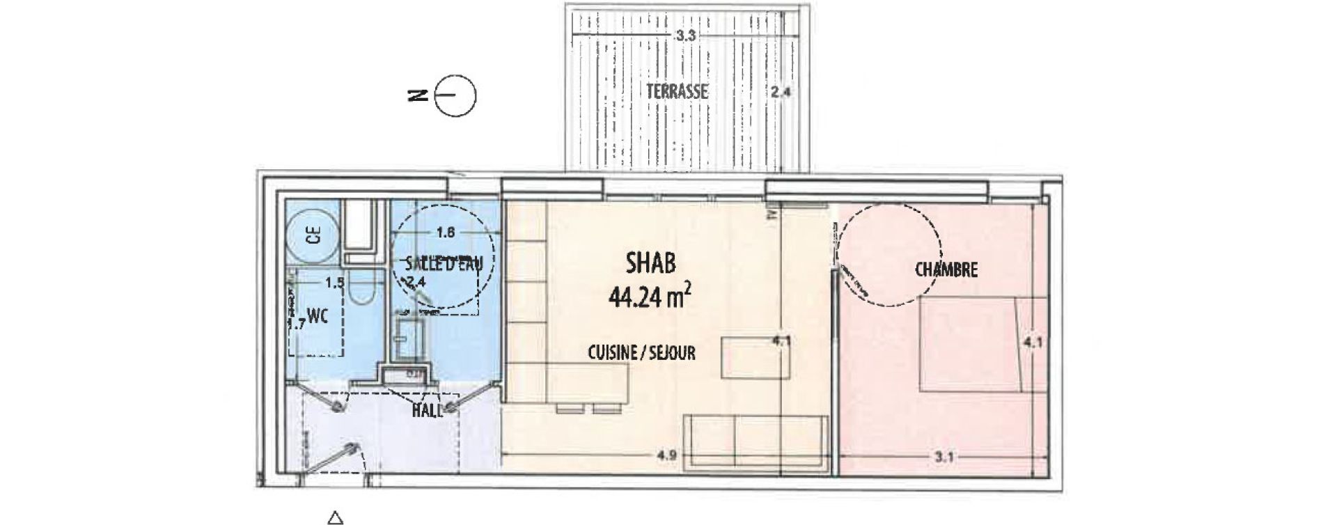Appartement T2 de 44,24 m2 &agrave; Ajaccio Centre