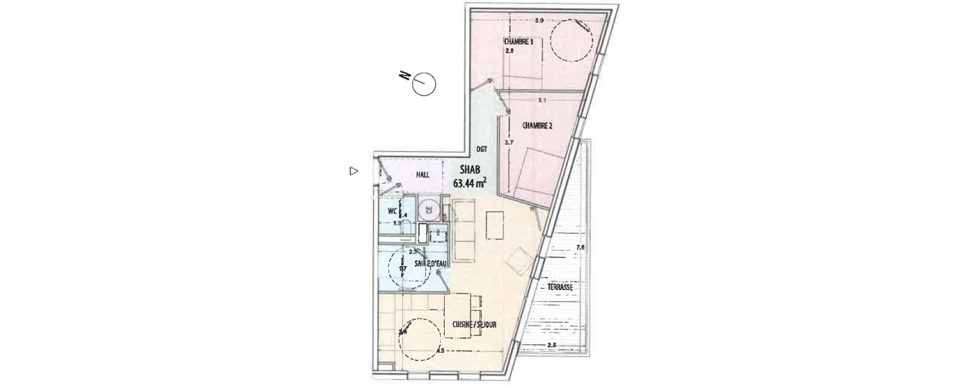 Appartement T3 de 63,44 m2 &agrave; Ajaccio Centre