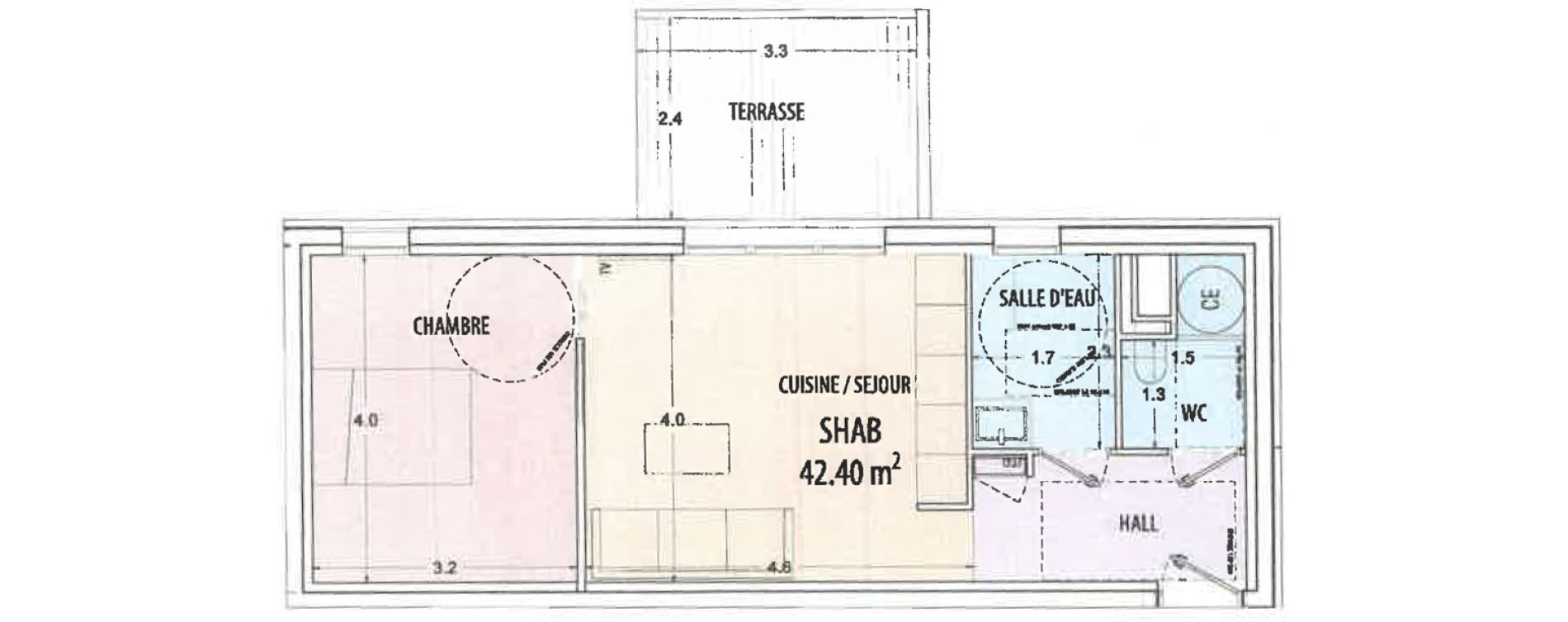 Appartement T2 de 42,40 m2 &agrave; Ajaccio Centre