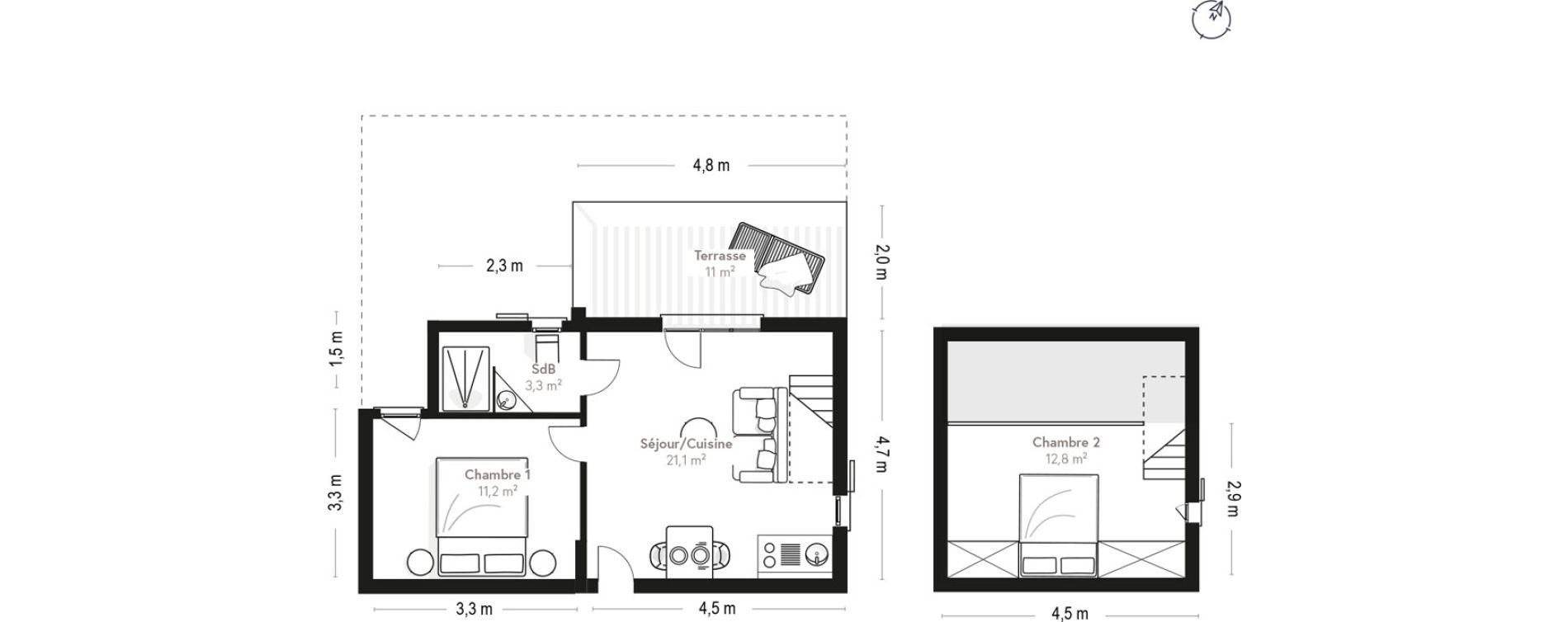 Maison T3 de 48,30 m2 &agrave; Lecci Centre