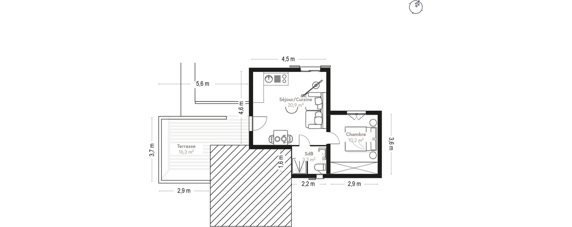 Appartement T2 de 34,70 m2 &agrave; Lecci Centre