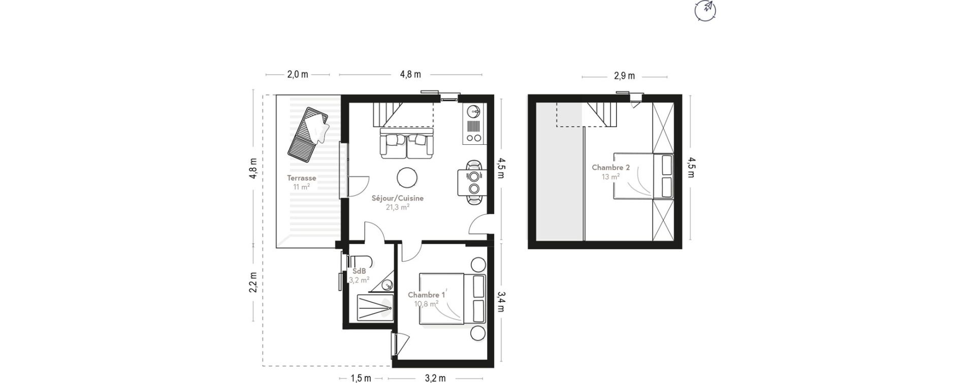 Maison T3 de 48,30 m2 &agrave; Lecci Centre