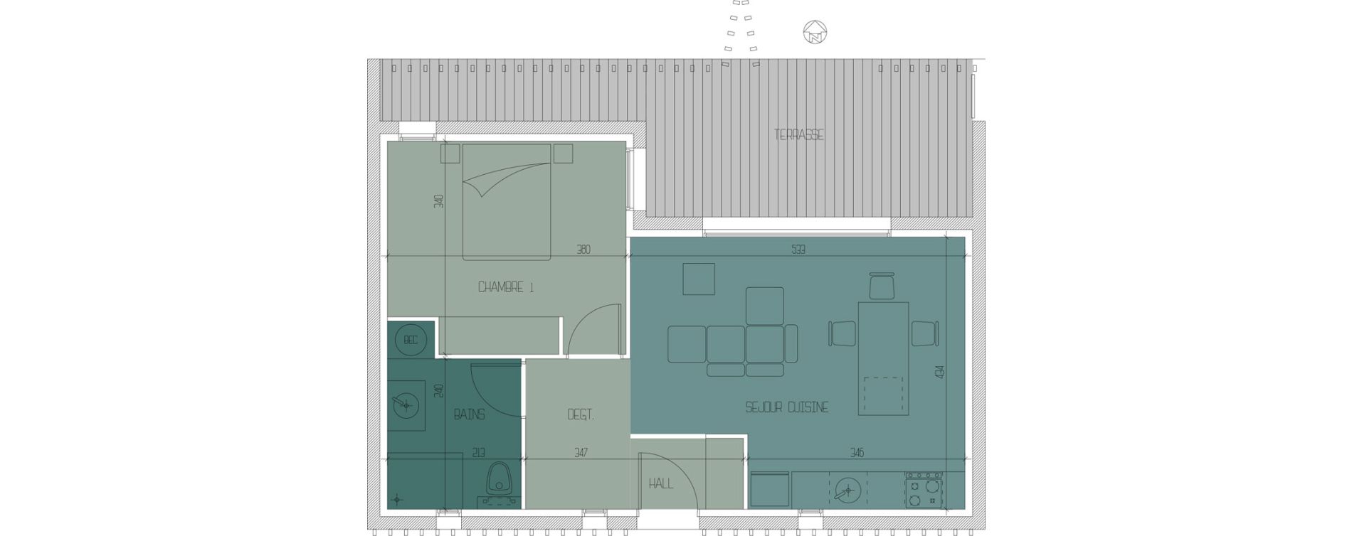 Appartement T2 de 44,88 m2 &agrave; Porto-Vecchio Centre