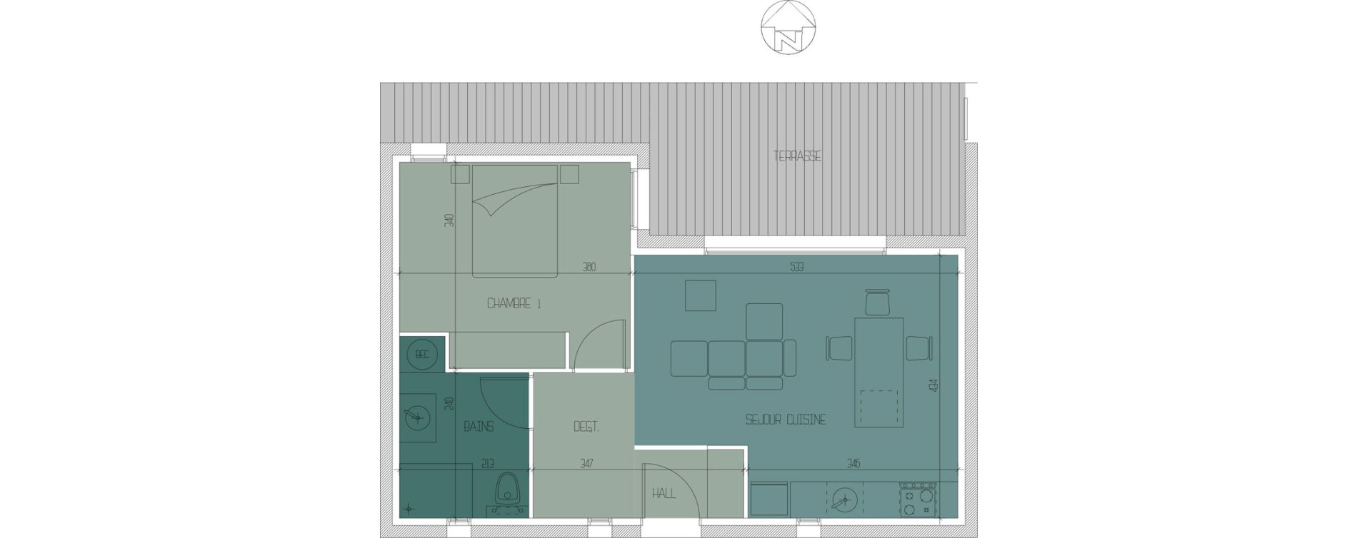 Appartement T2 de 44,88 m2 &agrave; Porto-Vecchio Centre