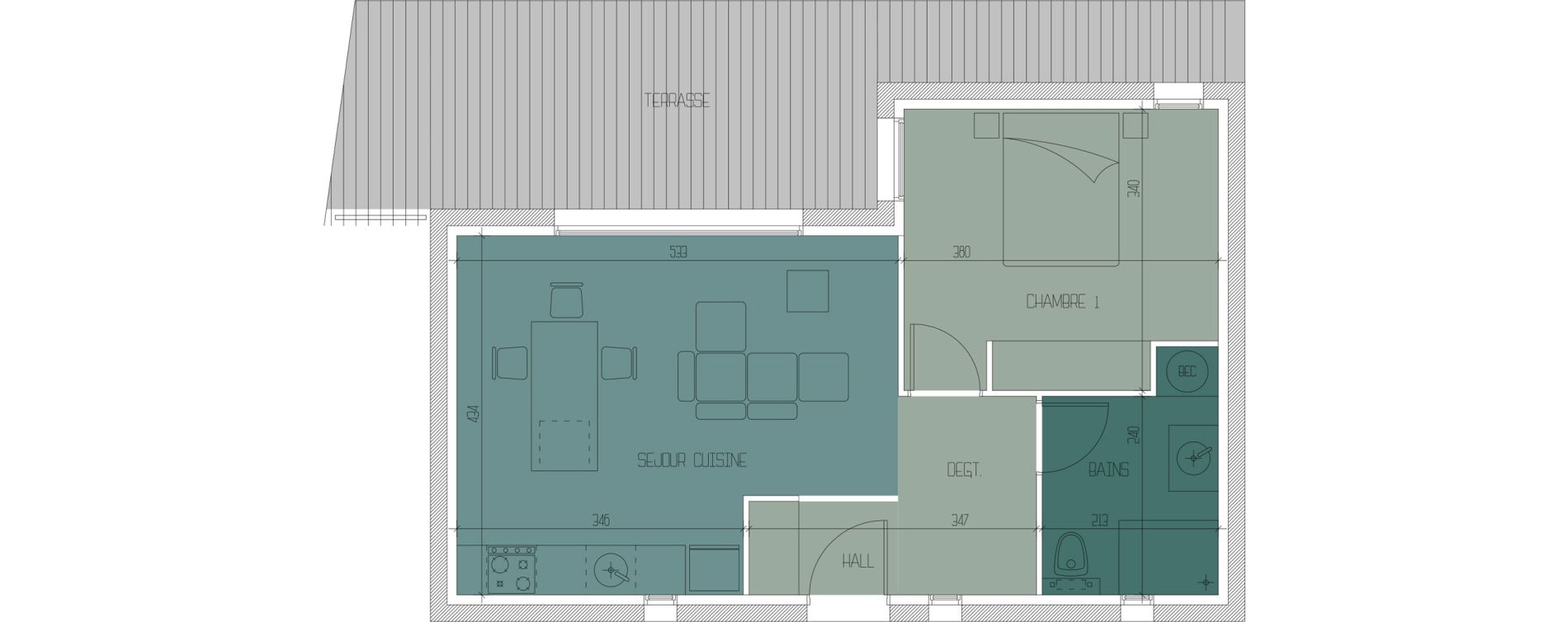 Appartement T2 de 44,88 m2 à Porto-Vecchio Centre