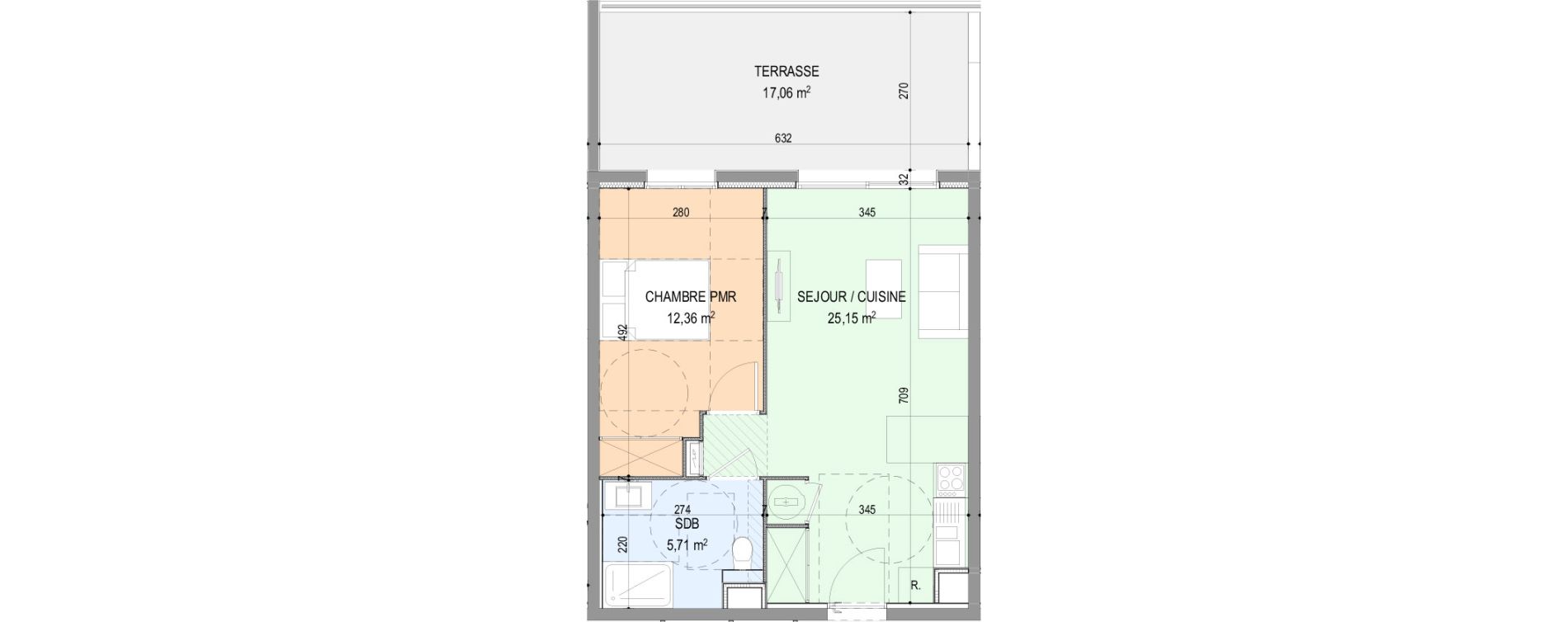 Appartement T2 de 43,22 m2 &agrave; Propriano Centre