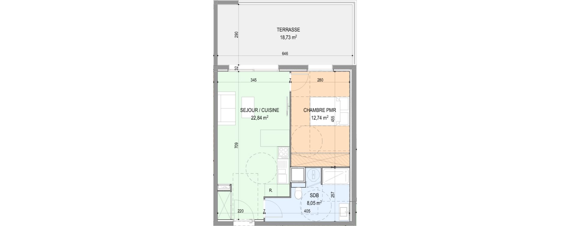 Appartement T2 de 43,63 m2 &agrave; Propriano Centre