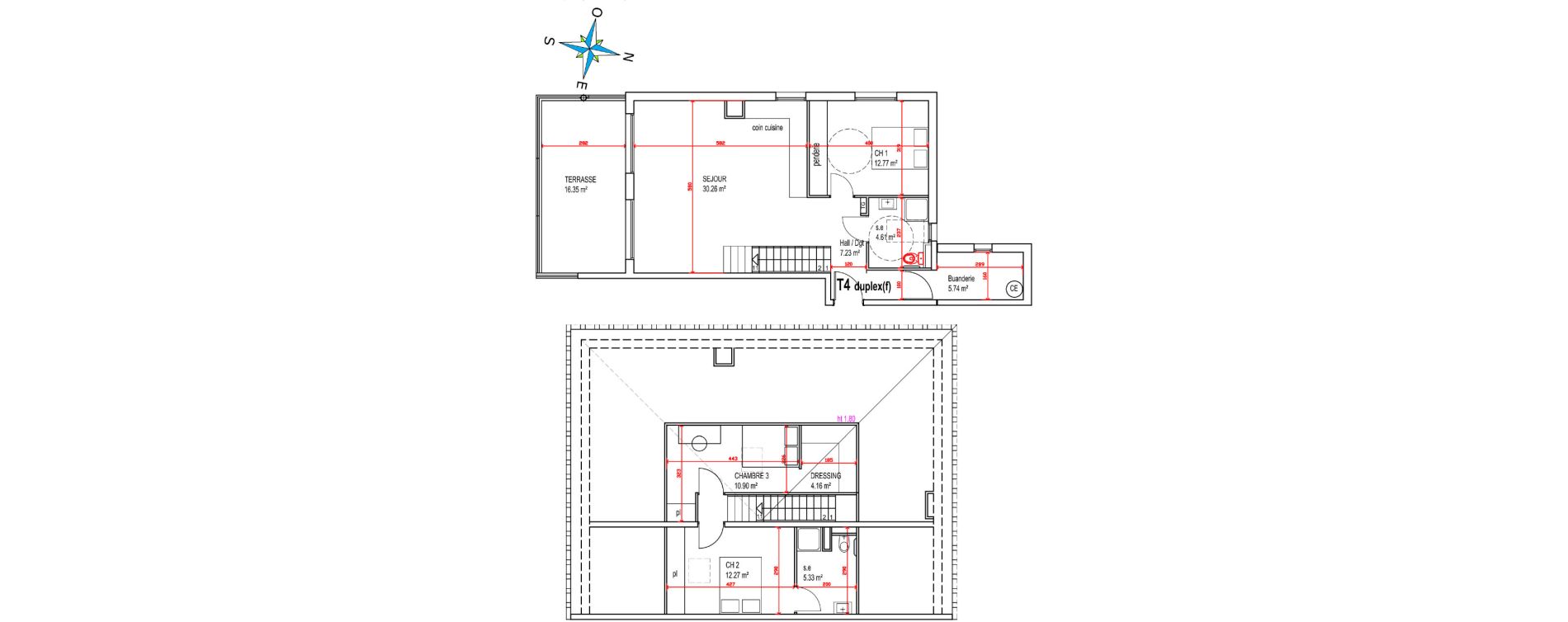Duplex T4 de 93,27 m2 &agrave; Castellare-Di-Casinca Centre