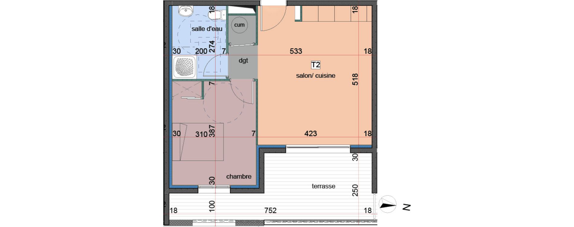 Appartement T2 de 41,85 m2 &agrave; Penta-Di-Casinca Centre