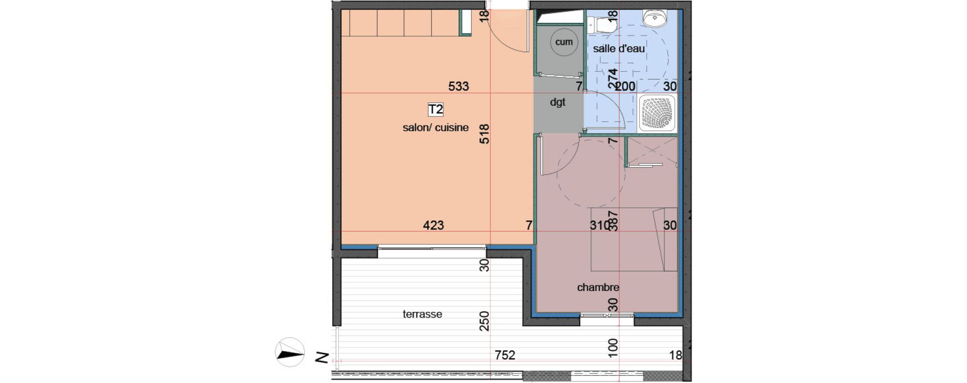 Appartement T2 de 41,85 m2 &agrave; Penta-Di-Casinca Centre