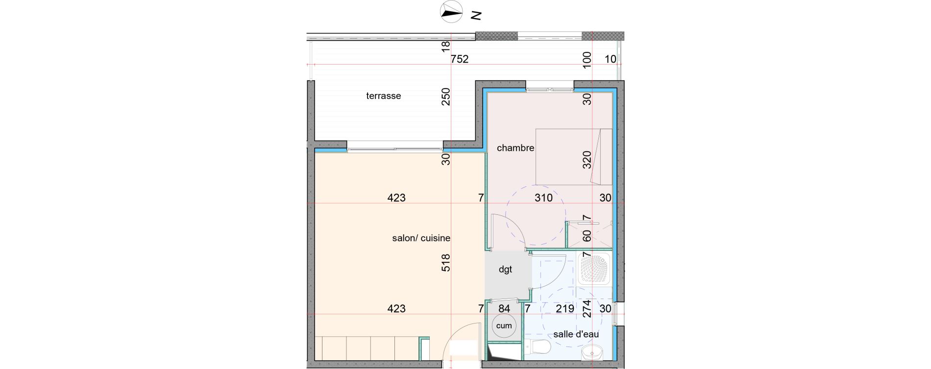 Appartement T2 de 41,75 m2 &agrave; Penta-Di-Casinca Centre