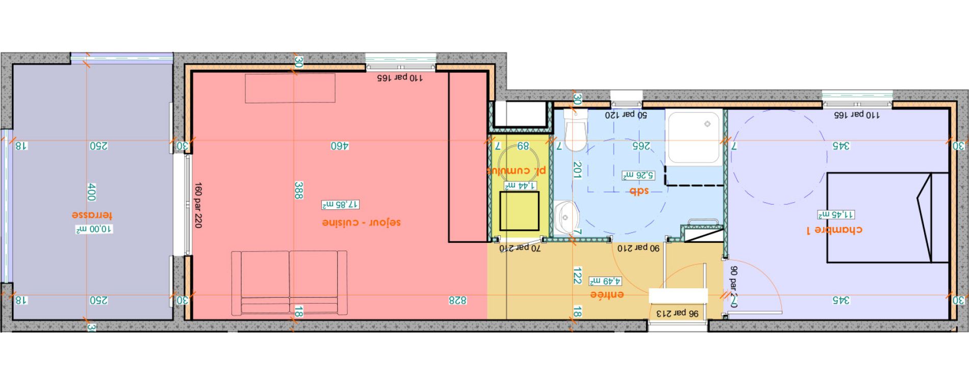 Appartement T1 de 40,49 m2 &agrave; Saint-Florent Centre