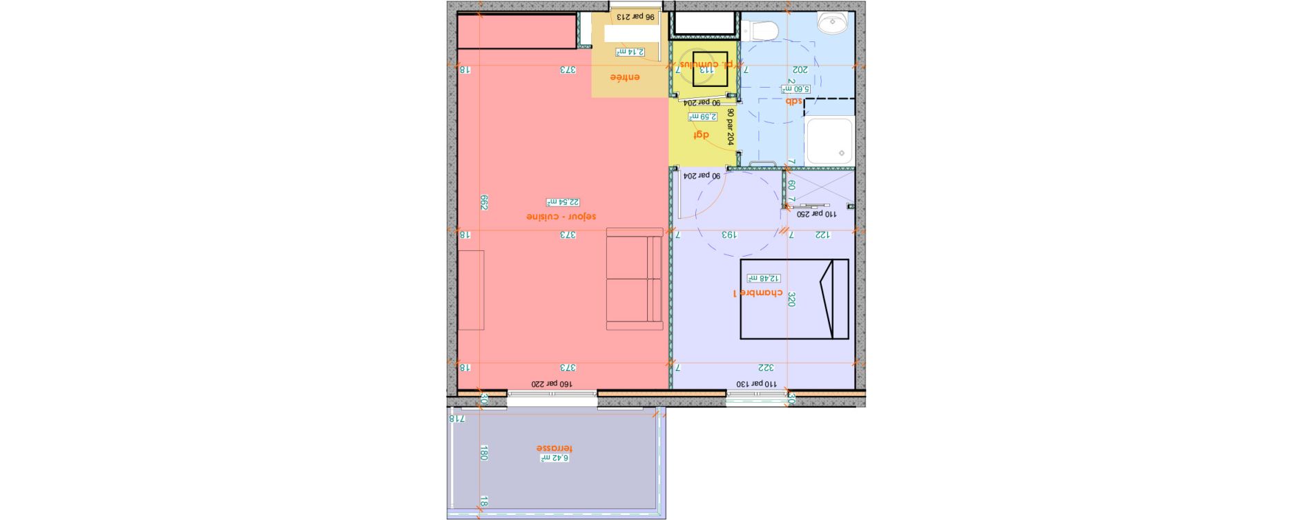 Appartement T2 de 45,35 m2 &agrave; Saint-Florent Centre
