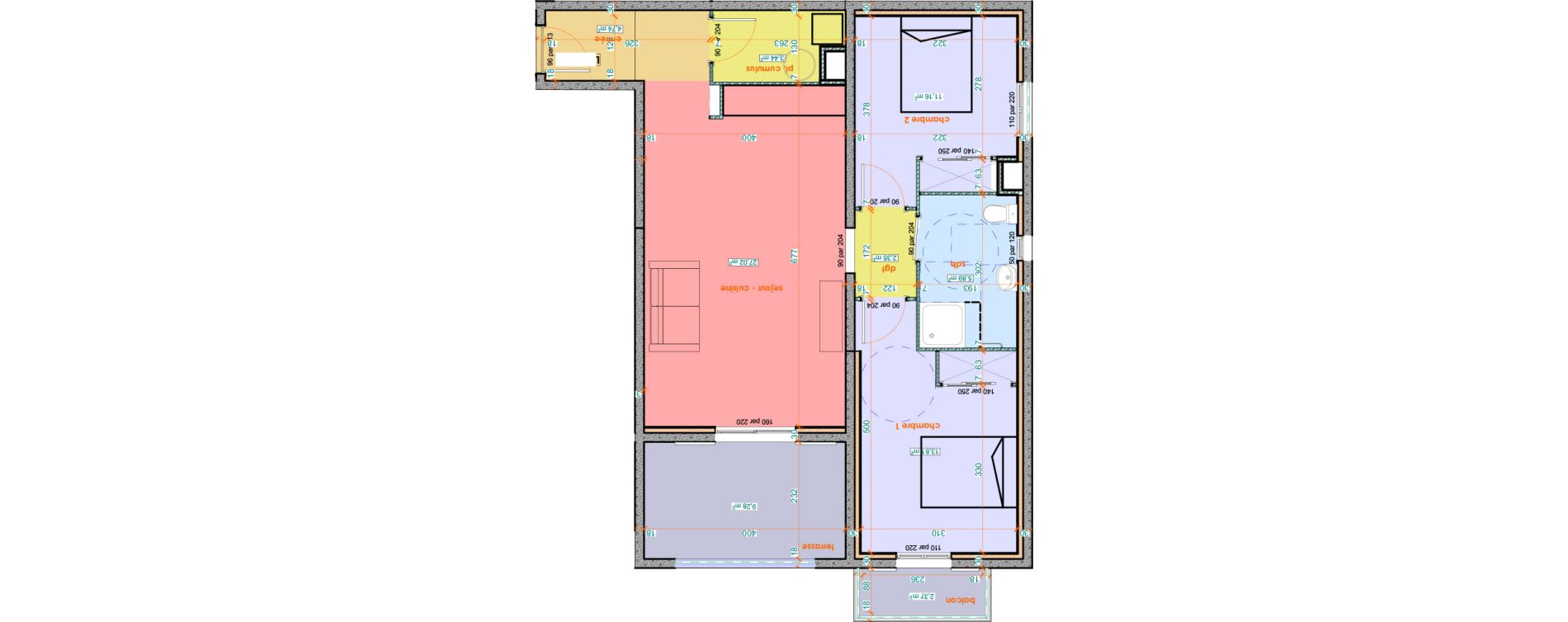 Appartement T3 de 68,41 m2 &agrave; Saint-Florent Centre