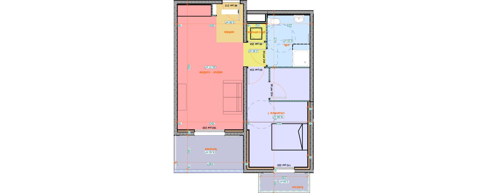 Appartement T2 de 48,94 m2 &agrave; Saint-Florent Centre