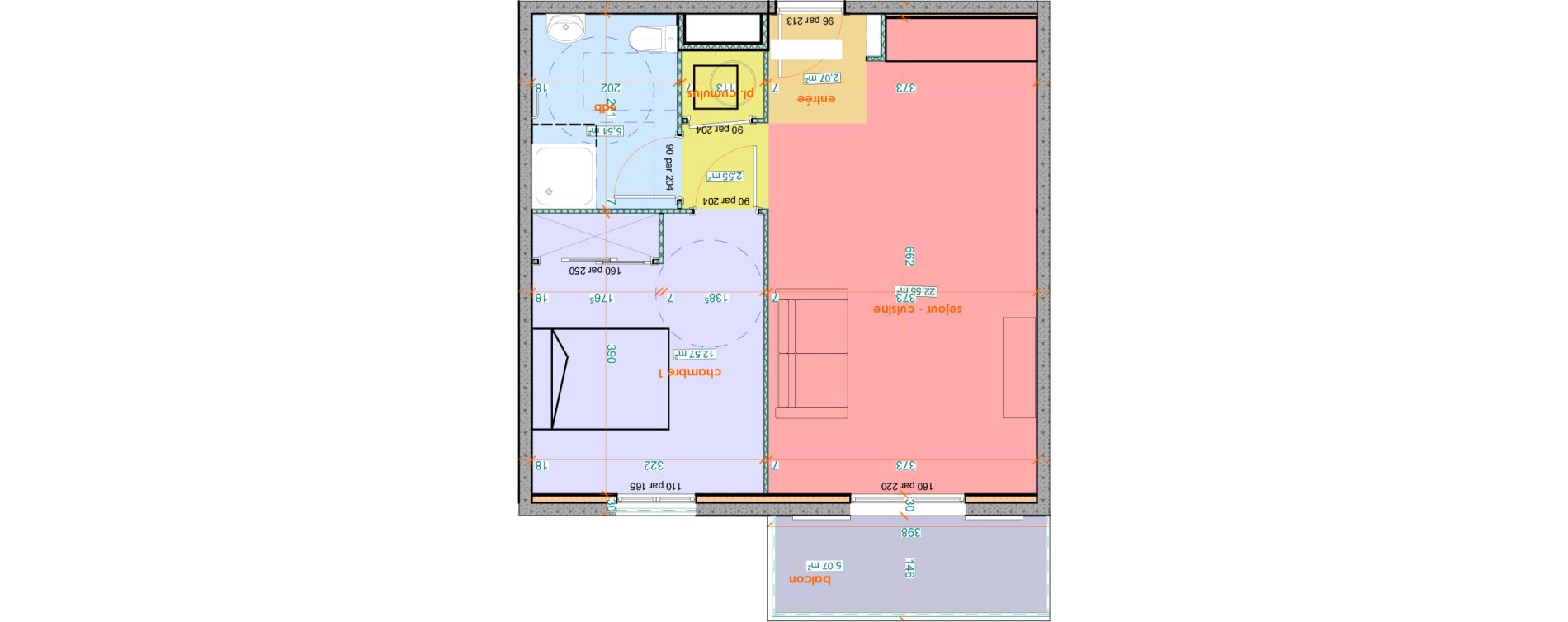 Appartement T2 de 45,28 m2 &agrave; Saint-Florent Centre