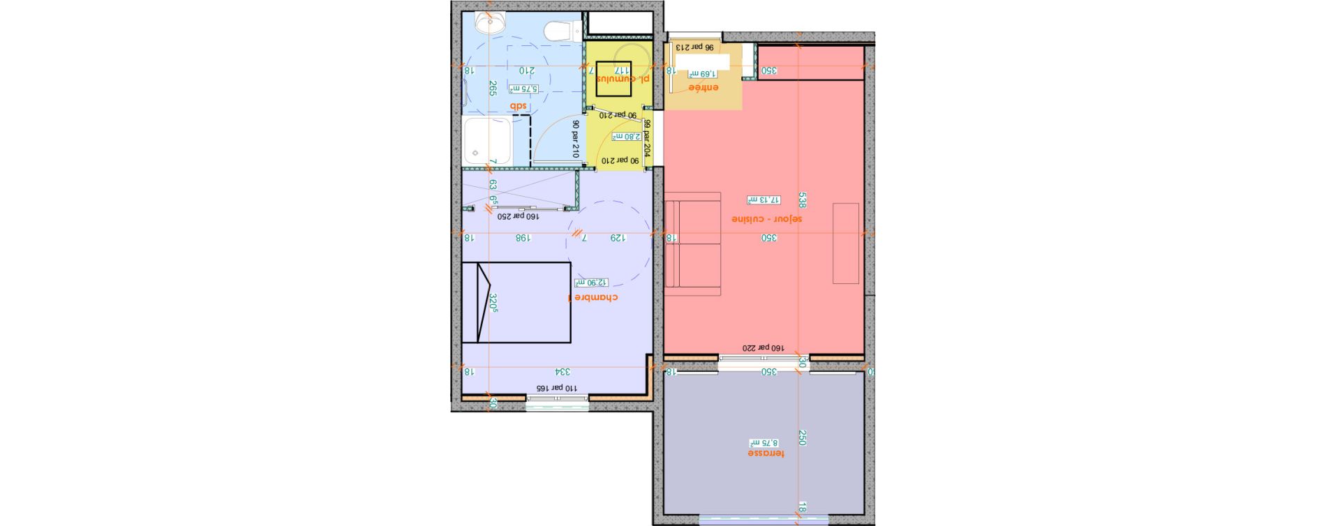Appartement T2 de 40,27 m2 &agrave; Saint-Florent Centre