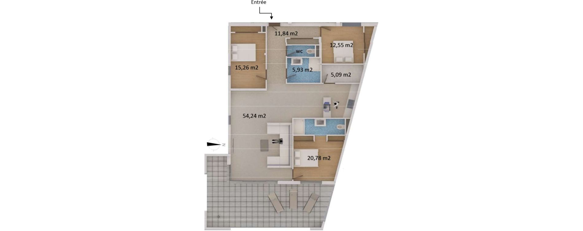Appartement T4 de 127,88 m2 &agrave; San-Martino-Di-Lota Centre