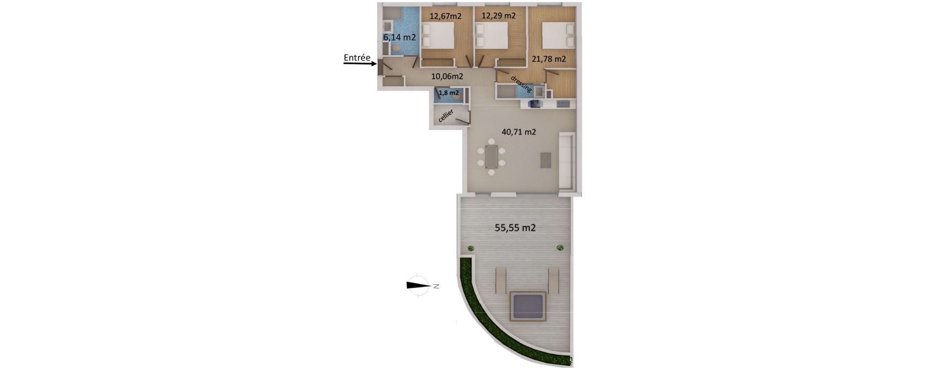 Appartement T4 de 108,32 m2 &agrave; San-Martino-Di-Lota Centre