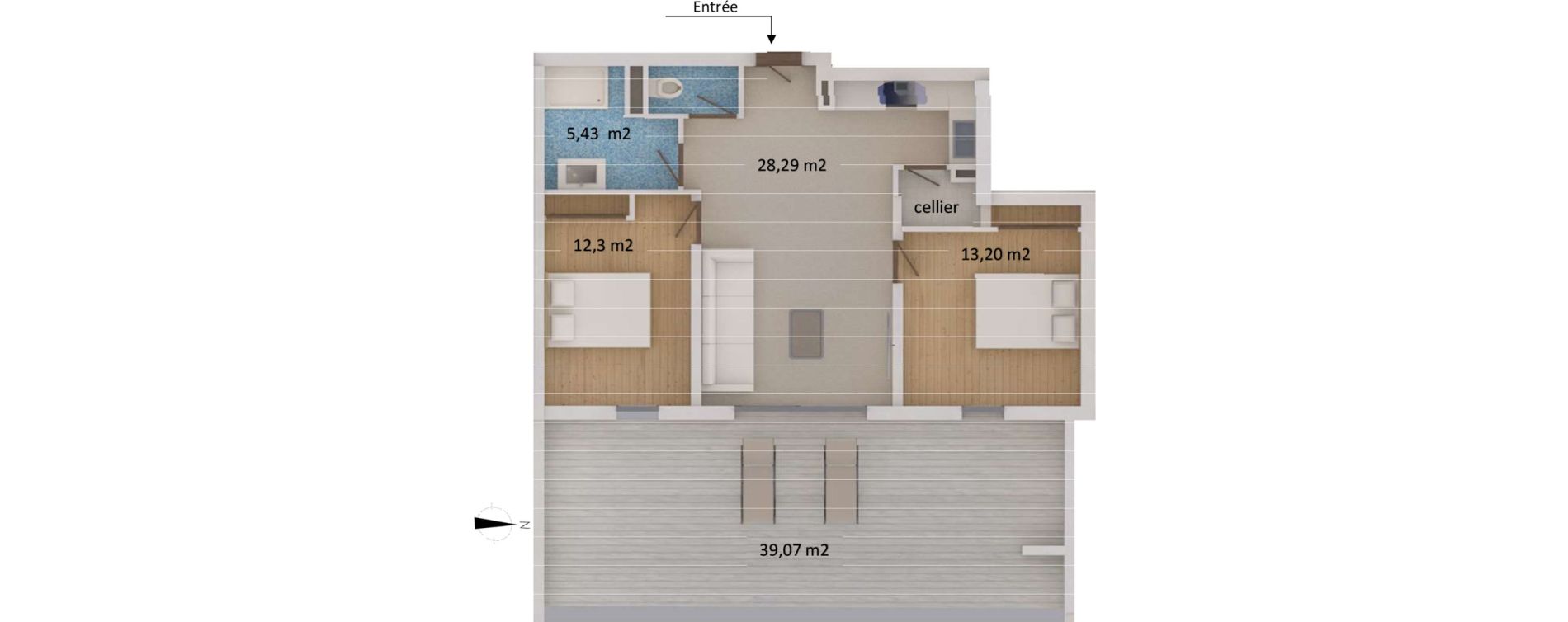 Appartement T3 de 62,57 m2 &agrave; San-Martino-Di-Lota Centre