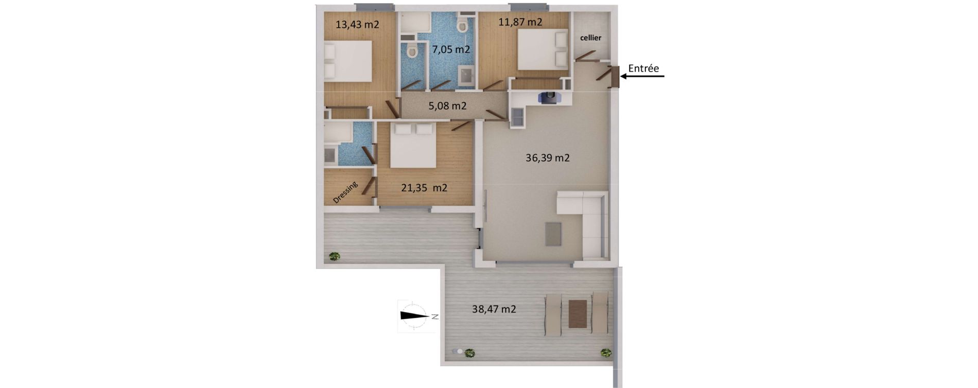 Appartement T4 de 100,29 m2 &agrave; San-Martino-Di-Lota Centre