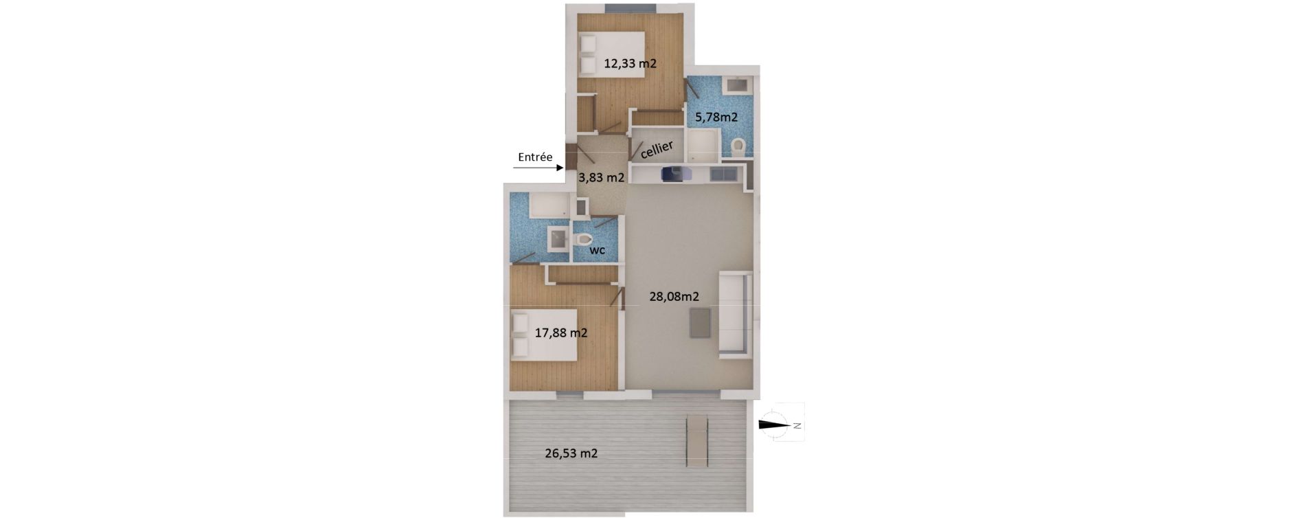 Appartement T3 de 71,80 m2 &agrave; San-Martino-Di-Lota Centre