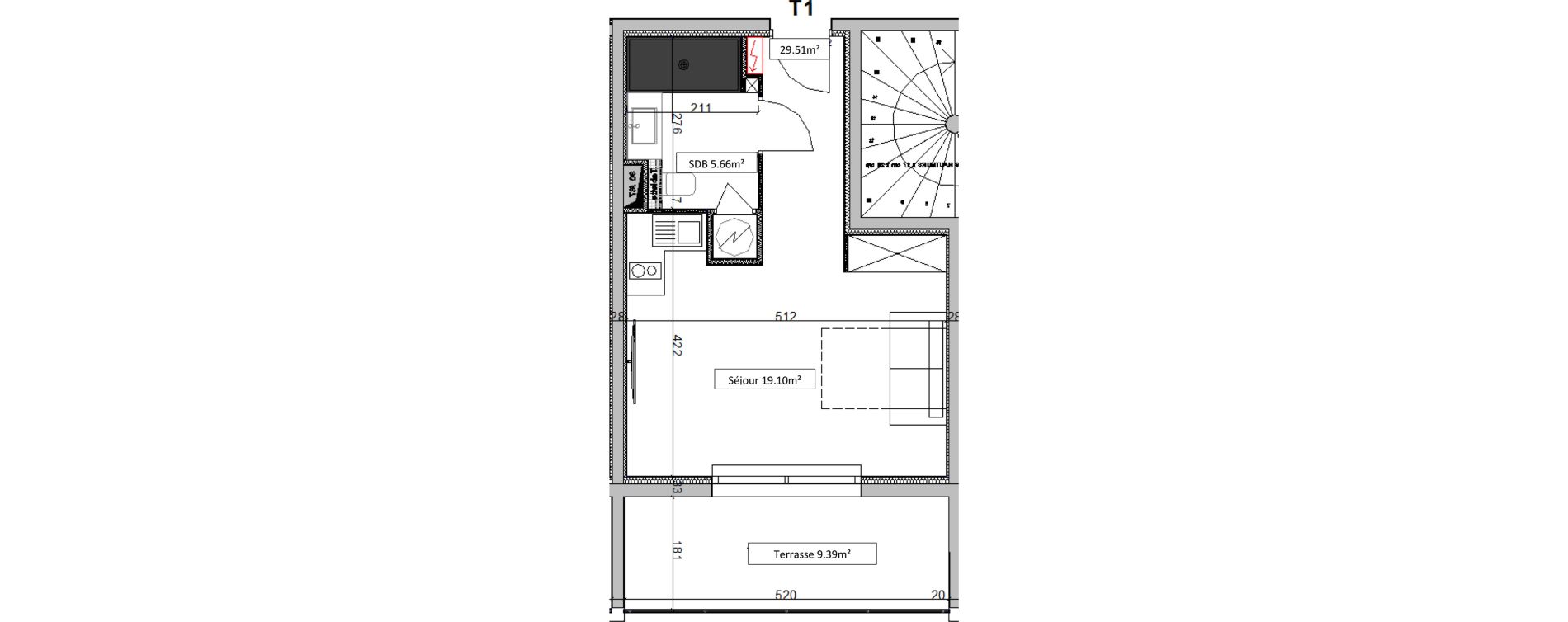 Appartement T1 de 29,51 m2 à Venzolasca Centre