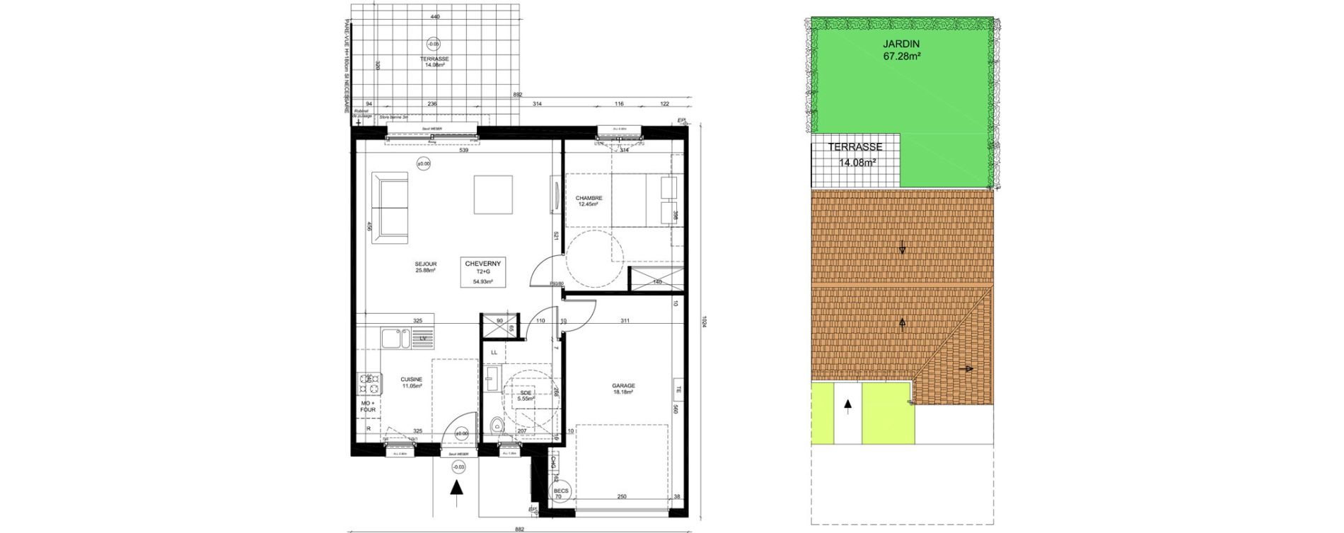 Maison T2 de 54,93 m2 aux Ayvelles Les ayvelles