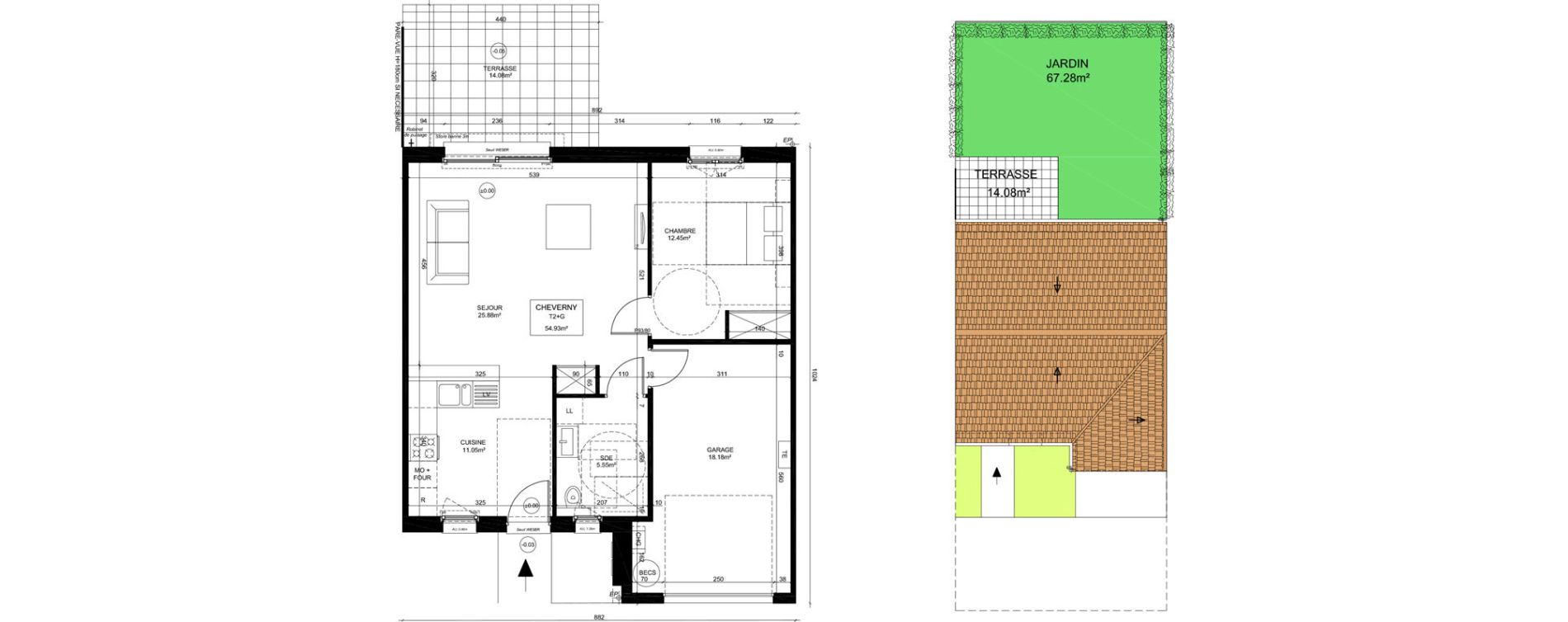 Maison T2 de 54,93 m2 aux Ayvelles Les ayvelles