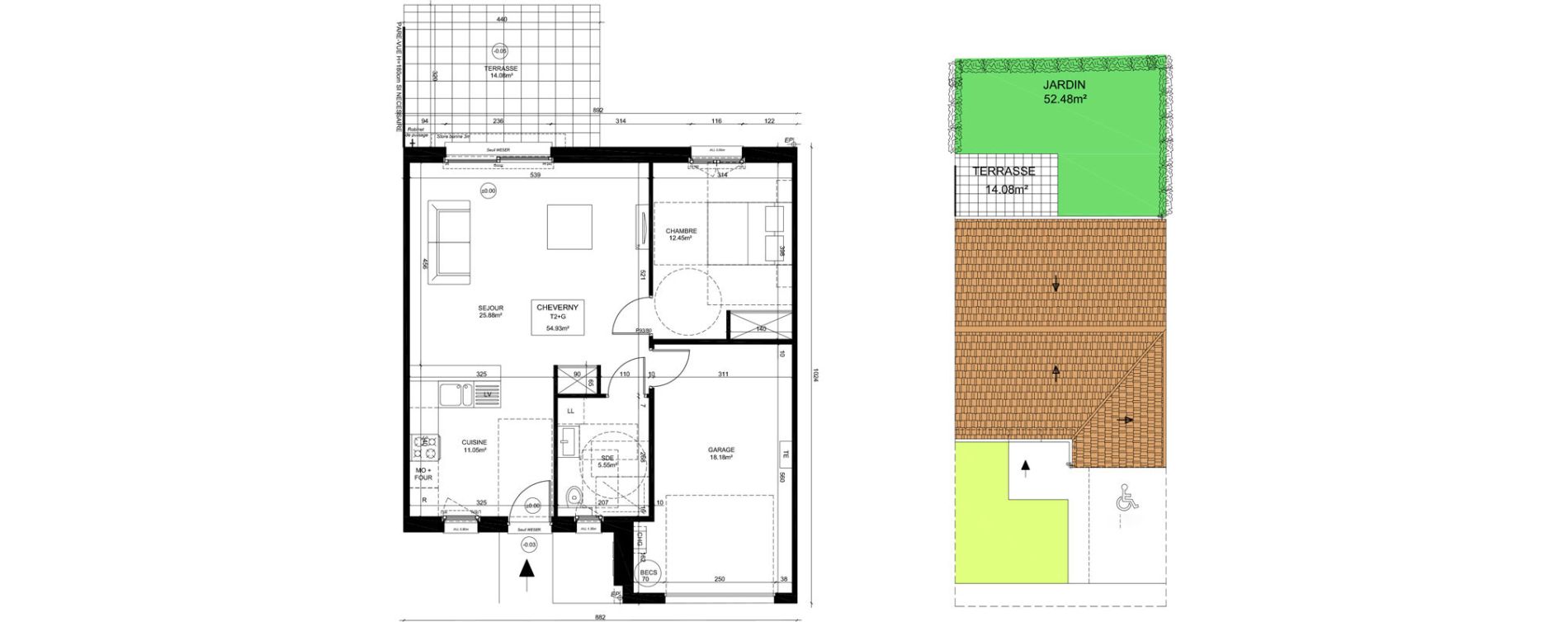 Maison T2 de 54,93 m2 aux Ayvelles Les ayvelles