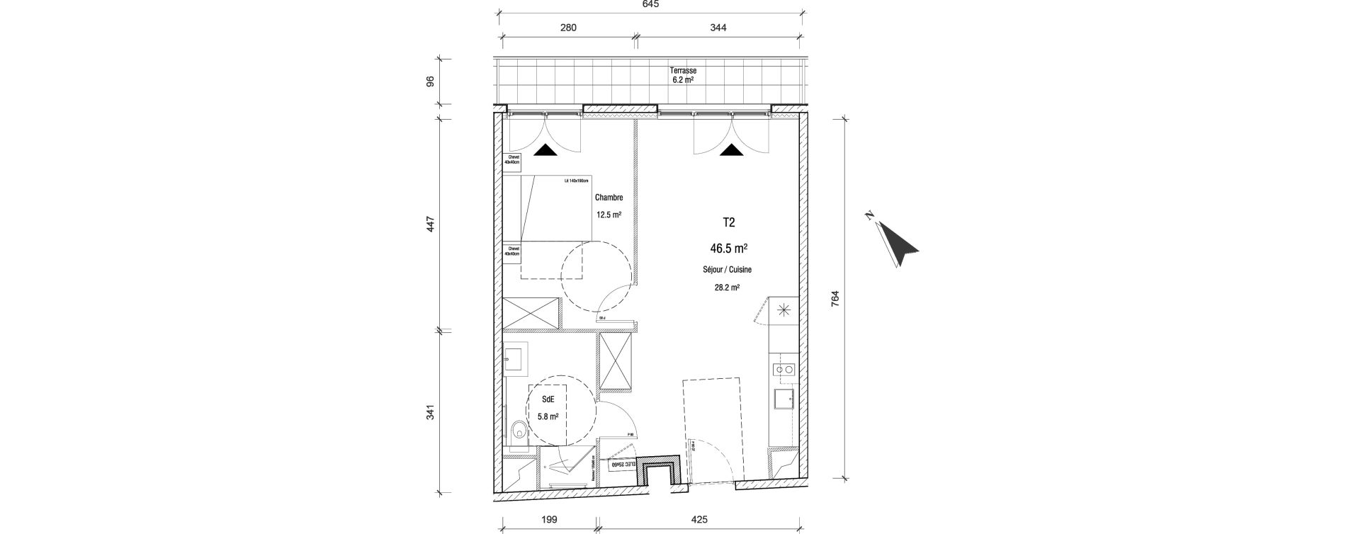 Appartement T2 de 46,50 m2 &agrave; Charleville-M&eacute;zi&egrave;res Centre