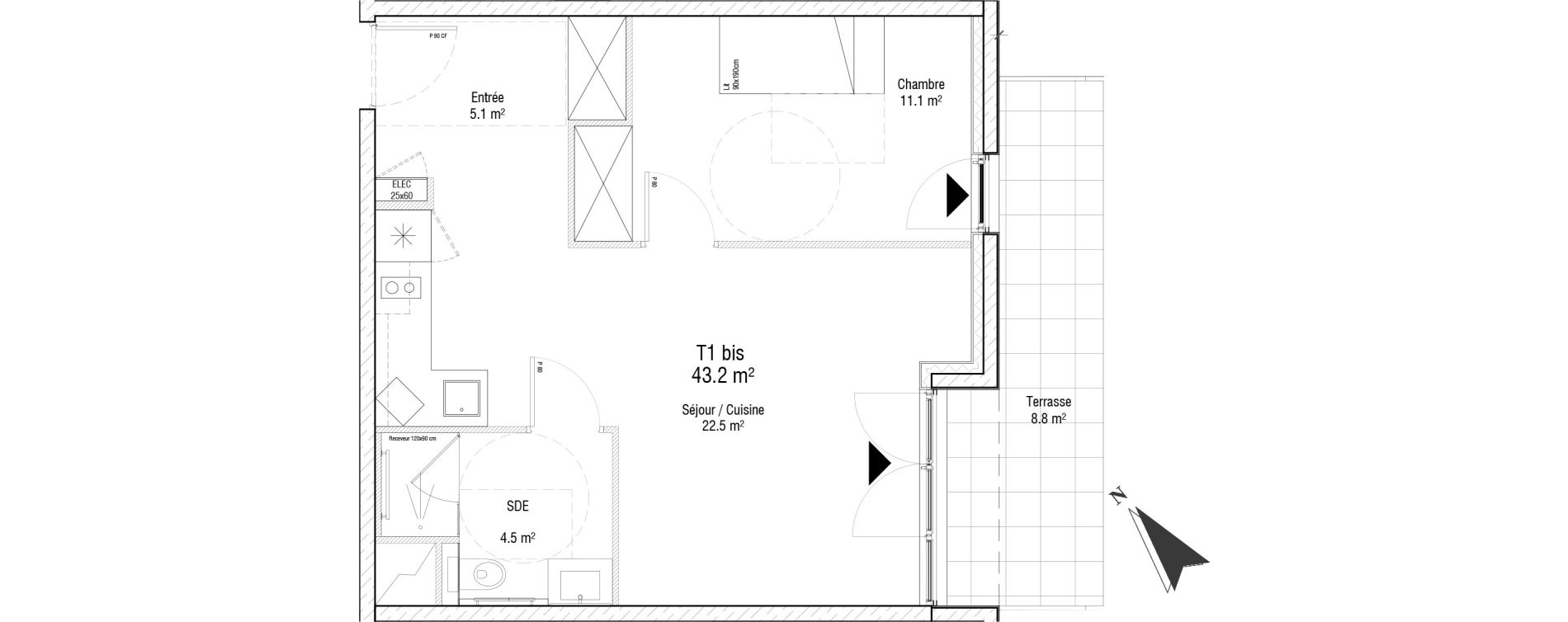 Appartement T1 bis de 43,20 m2 &agrave; Charleville-M&eacute;zi&egrave;res Centre