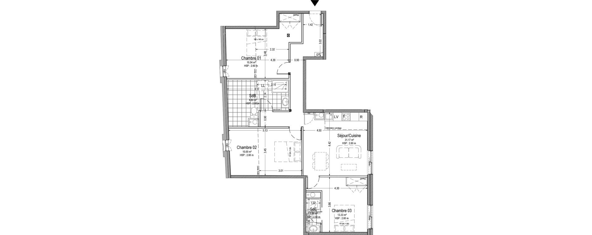Appartement T4 de 72,23 m2 &agrave; Troyes G&eacute;n&eacute;ral de gaulle