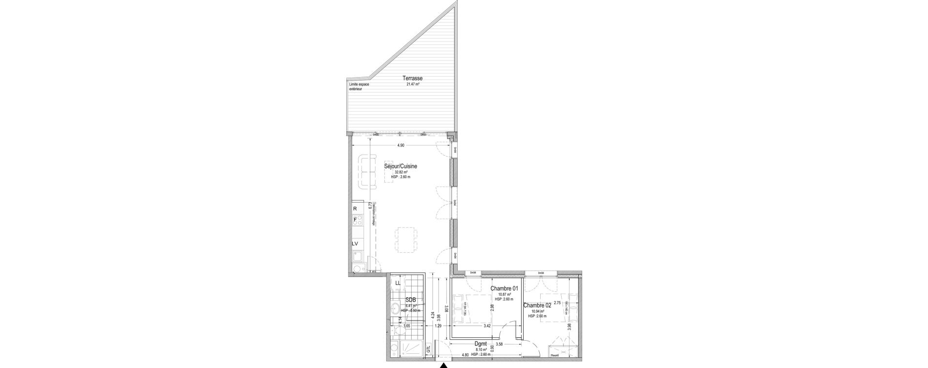 Appartement T3 de 69,14 m2 &agrave; Troyes G&eacute;n&eacute;ral de gaulle