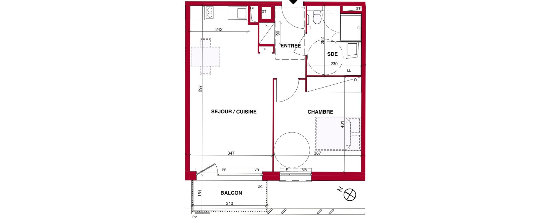 Appartement T2 de 48,28 m2 &agrave; Troyes Vassaules - tauxelles