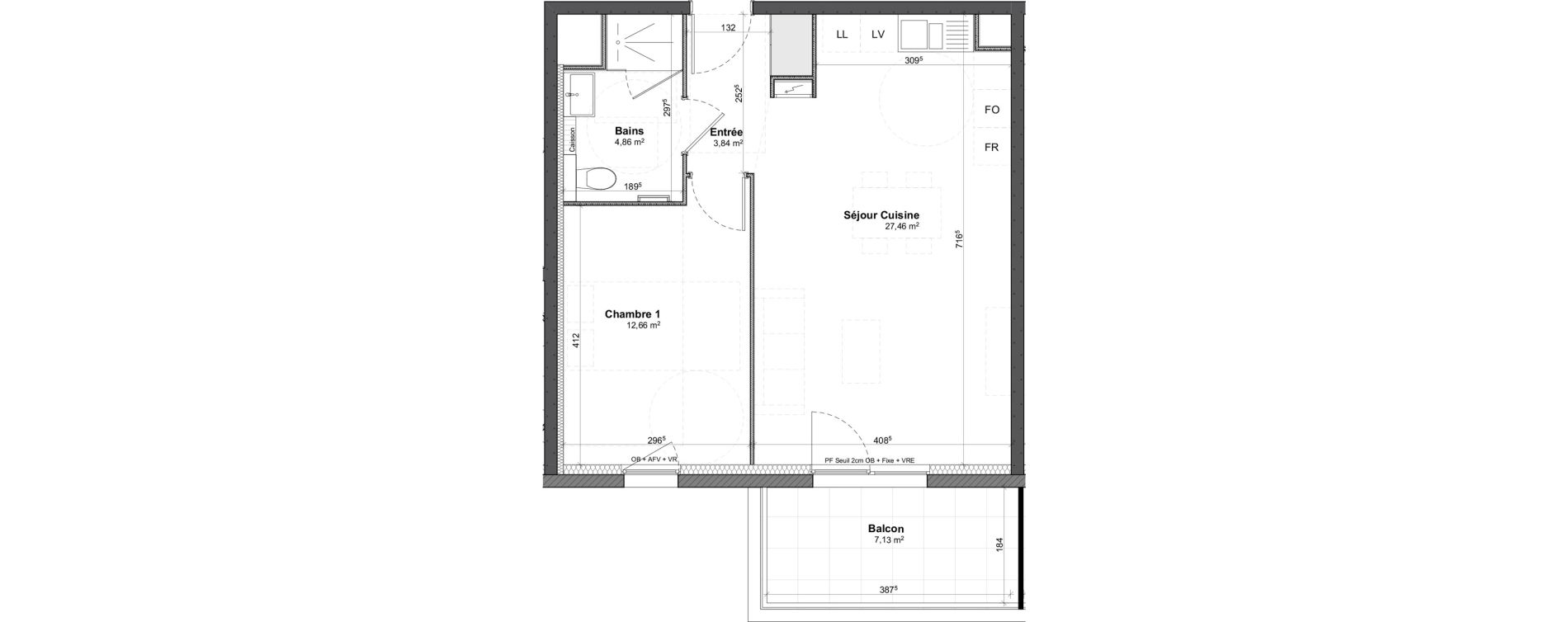 Appartement T2 de 48,82 m2 &agrave; Benfeld Centre